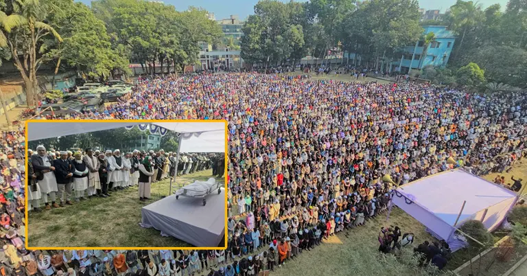 সাবেক স্বরাষ্ট্রমন্ত্রী মেজর জেনারেল (অব.) মাহমুদুল হাসানের জানাজায় মানুষের ঢল